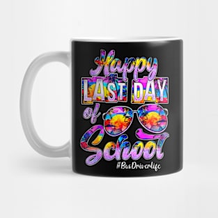 Last Day Of School Glasses Tie Dye Bus Driver Mug